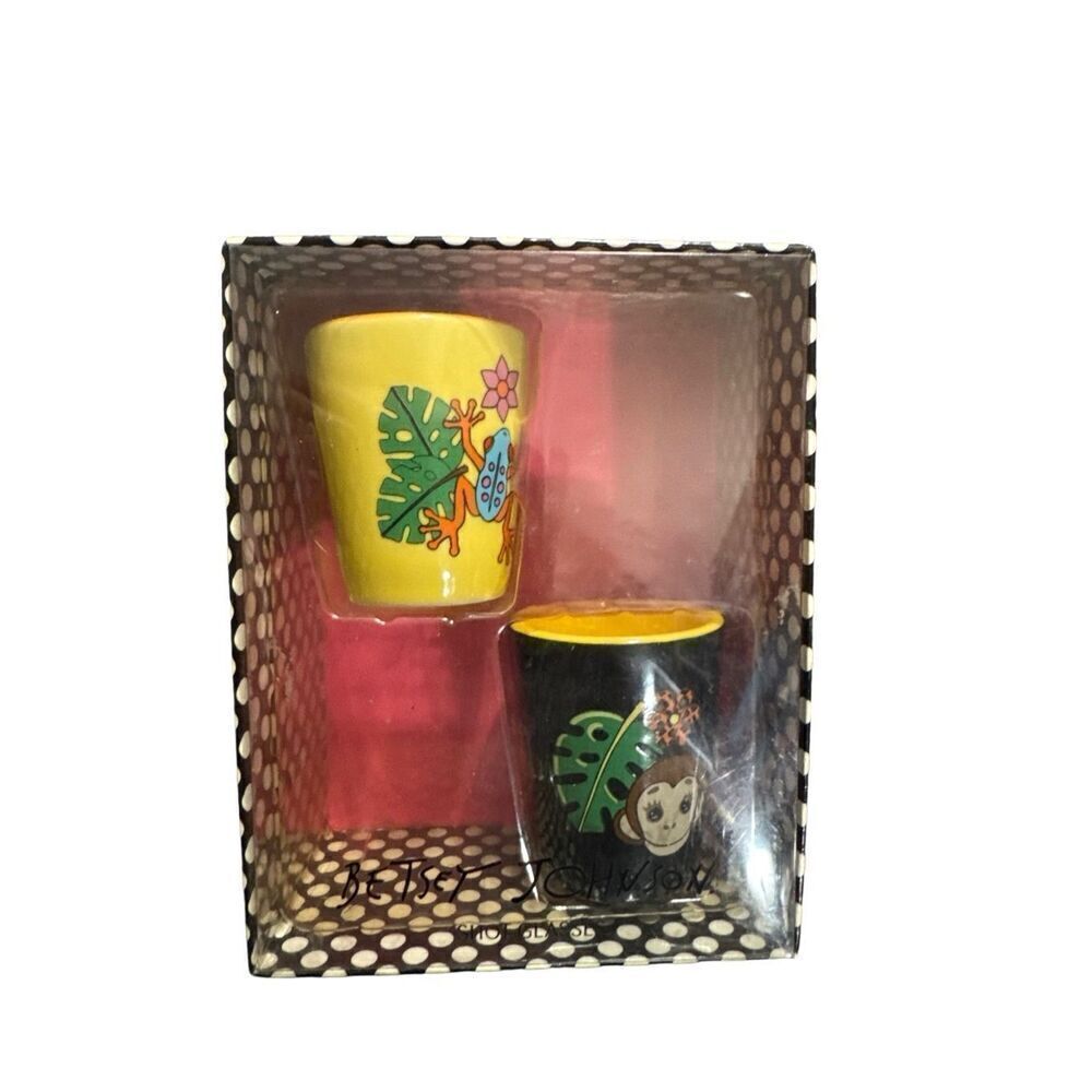 Betsey Johnson Shot Glass Monkey Tree Frog Thick Glass Opaque NEW